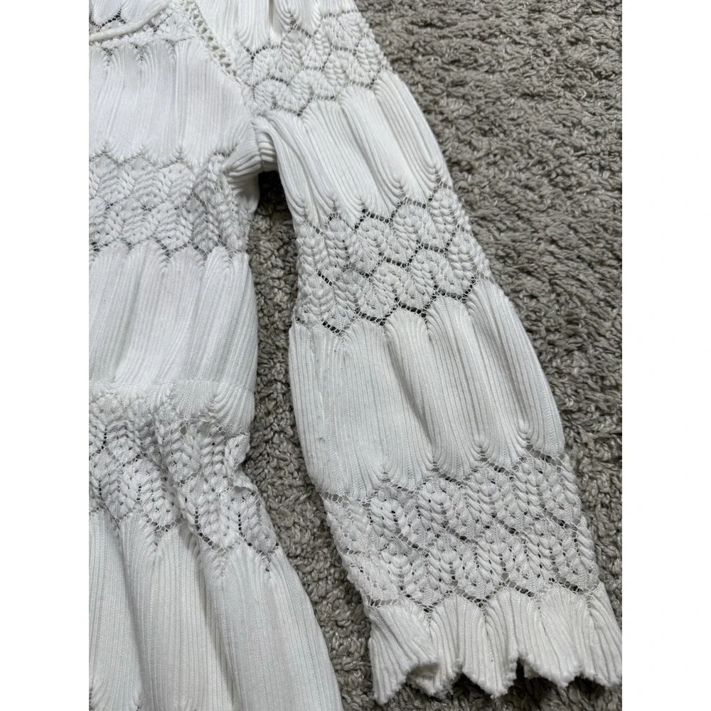 Free People Boho Lace Pattern Floral Art‎ Deco Blouse Whimsical Cottagecore XS